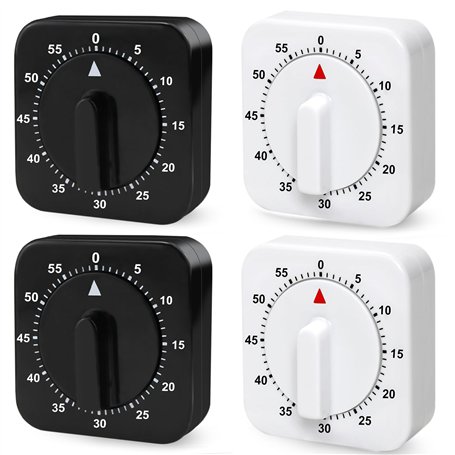 Nizirioo Minuteur de cuisine mécanique analogique : 4 pièces minuteur à œufs 60 minutes Minuteur de cuisine mécanique Fonction m