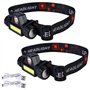 Lampe frontale LED rechargeable pour camping : 2 lampes frontales COB avec 5 modes d'éclairage