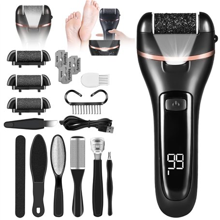 Râpe électrique rechargeable à 2 vitesses : Nizirioo Râpe électrique étanche pour callosités avec indicateur d'alimentation LED