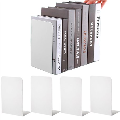 Sporgo Lot de 4 serre-livres en métal blanc pour étagères