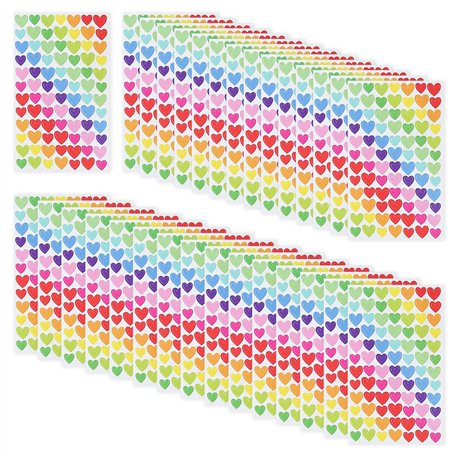30 Feuilles d'Autocollants en Forme de Cœur Imperméables - 2520 Pièces Colorées pour Décoration et Marquage DIY