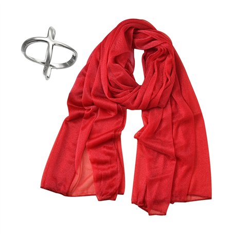 1Pc Foulard en soie rouge