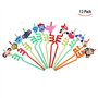 iwobi Lot de 12 Pailles à Boire Réutilisables, Pailles Spirales Fournitures de Fête d'anniversaire des Enfants
