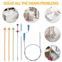 Drain Outil de Nettoyage de Serpent Deboucheur Canalisation Kit Flexible Cheveux Drain pour Cuisine Baignoire Évier 6 Paquet
