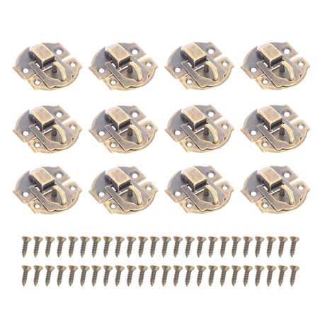 10pièces Fermetures vintage Loquet Serrure Fermoir Verrous vintage gaufrage Moraillon de 27 x 29mm pour des des boîtes à bijoux