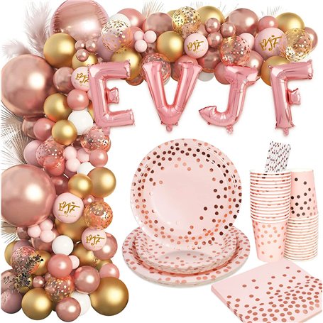 Kit EVJF Decoration: Vaisselle et Ballons pour Bride to Be et Team Bride - Gobelet pour Enterrement de Vie de Jeune Fille (16 In