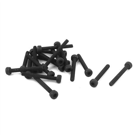 sourcing map 20pcs M2 x 16mm Vis à tête cylindrique à six pans creux hexagonale Boulon en acier allié 12.9 Noir