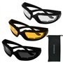 GUODSKHOO 3 Paires Lunettes de Soleil Homme Sport vtt Lunette Cyclisme Lunettes de Vélo Protection Lumière Lunettes de Vision No