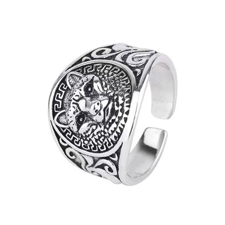 Auriselle Bague Homme Réglable Guépard Runes Vintage Viking Rétro Bague Ouverte Pouce Gothique Bijoux Cadeaux pour Homme Garçon
