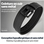 ITAY Ceinture Cuir Sans Métal - 34 mm - Boucle Sans Nickel Hypoallergénique et Indétectable sous les Portiques de Sécurité