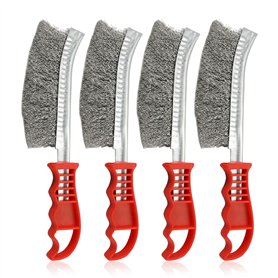 WIYETY Lot de 4 brosses métalliques : brosse en acier inoxydable, petites brosses métalliques avec poils, brosse métallique manu WIYETY Lot de 4 brosses métalliques : brosse en acier inoxydable