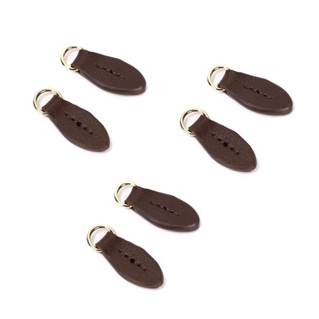 6 pièces Tirette de fermeture éclair en cuir en forme de feuille avec anneau doré pour réparer les têtes de fermeture éclair de