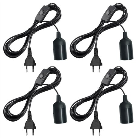 Lot de 4 douilles de lampe E27 : douille de lampe E27 avec câble de 3 m