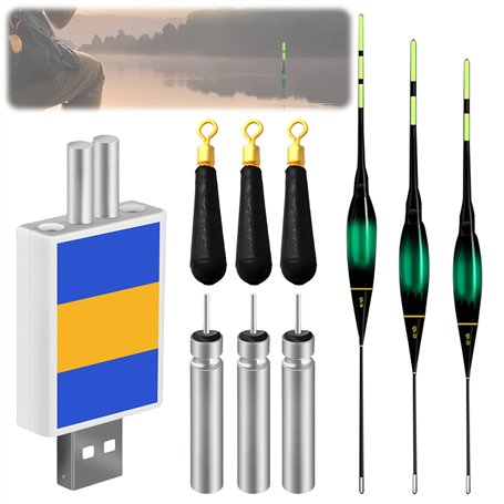 WIYETY Lot de 3 flotteurs de pêche à LED avec détection de gravité et base