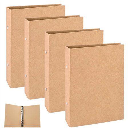 Classeurs en Papier Kraft 4 Pièces A5 Couverture de Classeur 6 Anneaux Couverture de Reliure Rechargeable A5 Feuilles Volantes p