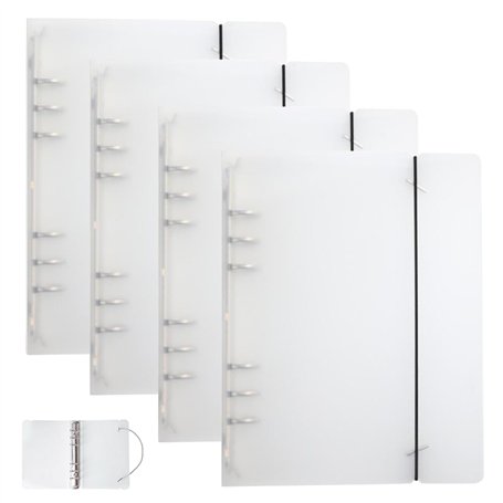 4 Pièces Couverture de Classeur A5 Transparent Couverture de Protection 6 Anneaux Papier Rechargeable A5 Classeur Couverture Pla