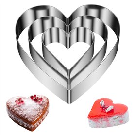 Luazvilkpsar 3 Pièces Cercle a Patisserie Coeur en Inox, Cercle Patisserie Hauteur 4.5 cm Moule à Gâteau Diamètre 10/15/20 cm, C Luazvilkpsar 3 Pièces Cercle a Patisserie Coeur en Inox