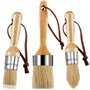 Lot de 3 pinceaux à Peinture à la Craie et à la Cire - pour projets de Peinture et de Cire - Poils de Sanglier naturels Poignées