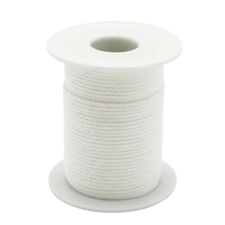 Rouleau de 61 m de mèche de bougie - Mèche ronde tressée en coton pour bougies - Sans fumée - Pour la fabrication de bougies par