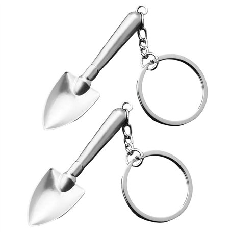 ZGDEIWGF Lot de 2 Mini Porte-clés en Forme de Pelle 3D - Métal Argenté