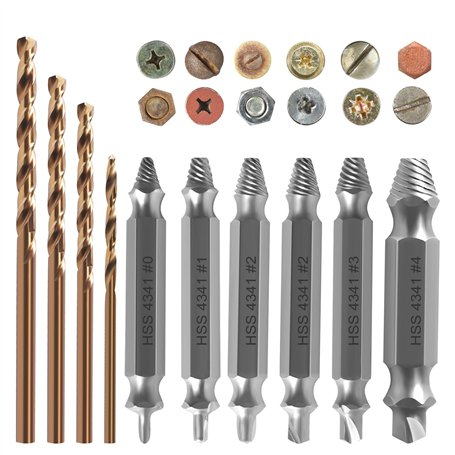 6 Pièces Extracteur de Vis Cassée Extracteurs de vis Double Tête Extracteur de Goujon avec 4 Forets Kit Extracteur de Vis pour E