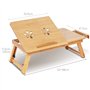 Table de Lit Pliable Bureau pour Ordinateur Portable Réglable en Bambou Support Ordinateur Portable Table pour Ordinateur Portab