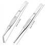 WOLMIK Lot de 2 pinces à épiler courbées en acier inoxydable 16 cm - Antidérapantes - Longues pinces droites et coudées - Pour a