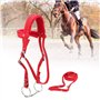 Bridon Cheval, Rouge Réglable Harnais Licol avec Rêne Cheval Mors Coussin Moelleux