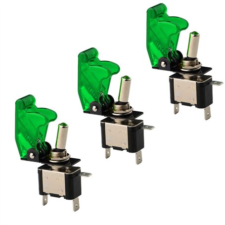 CESFONJER 3 x 12V 20A LED vert Interrupteurs Bascule