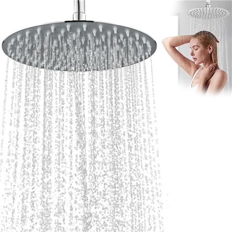 VIVIIHOO pommeau de Douche réglable de 8 Pouces pommeau de Douche à Chaux buse d'eau Poli Effet Miroir Douche de tête avec Fonct