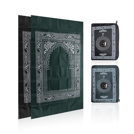 DHSBGWSX Lot de 2 Tapis de Prière Portables Pliables Avec Boussole - Pour Voyage et Extérieur