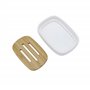 Lofekea Porte-Savon en Céramique et Bambou pour Salle de Bain et Douche - Double Couche Drainant