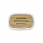 Lofekea Porte-Savon en Céramique et Bambou pour Salle de Bain et Douche - Double Couche Drainant