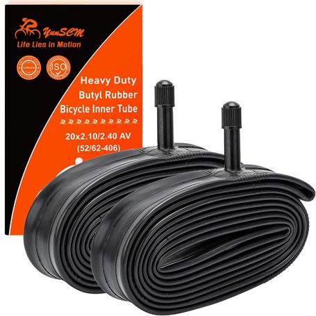 YunSCM 2PCS 52/62-406 épaissies Chambres à air 20x2.10/2.25/2.35/2.40 AV32mm Schrader Valve Compatible 20 Pouces Chambre à air 2