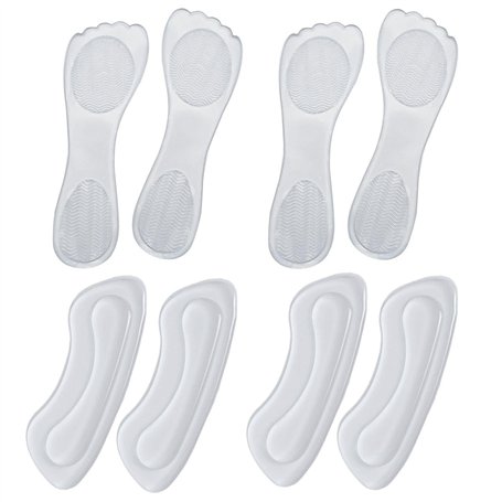 2 Paires De Semelles Intérieures En Silicone Transparent Et 2 Paires D'Autocollants De Talon