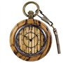 Montre de poche classique à quartz en bois avec cadran ouvert et pendentif steampunk pour cadeau d'anniversaire de Noël et boîte