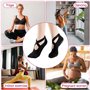 Traxenta 2 Paires Chaussettes Antidérapantes Femme, Chaussette Pilates en Coton (EU35-40), Chaussette Yoga Antidérapante Noir, C