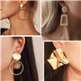 TOEECY 12 Paires Boucles d'Oreilles Pendantes Géométrique pour Femme Filles Lot Boucle d'Oreille or Grand Rondes Carrées Métal D