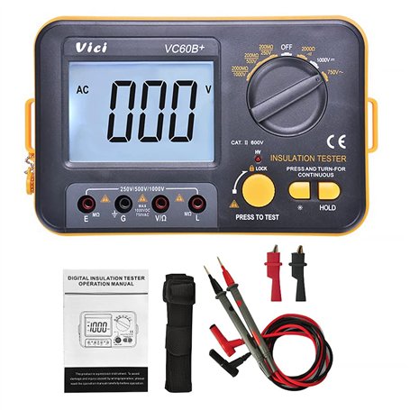BE-TOOL Megger Megohm Meter VCB60+ Testeur de résistance d'isolement numérique 1000 V 0