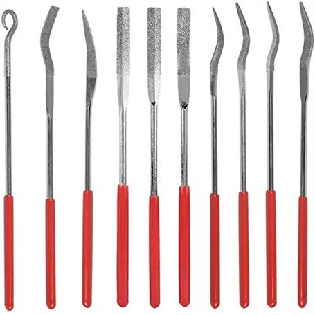 Bestgle 10 Pcs Assortis Mini Lime Diamant Ensemble Aiguille Plate Carrée Forme Ronde Fichiers Riffler pour Bijoutiers En Métal V