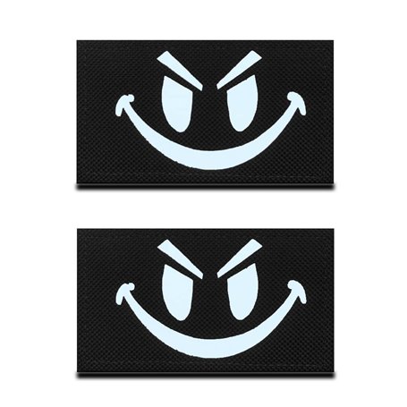 2 Pièces Réfléchissant Drôles Patch Visage Souriant IR Infrarouge Sécurité Drôle Badge Moral Tactique Coussin D'Uniforme Militai