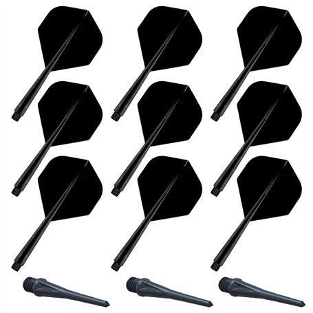 DMNQ 9 Pièces Intégré Fléchette Arbre & Vols 3 Pièces Pointe Plastique pour Flechette Tige Flechette Ailettes de Fléchettes avec