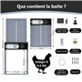 Porte Poulailler Automatique Solaire avec Affichage LED, CHAMUTY Porte Automatique Poulailler en Aluminium avec Capteur de Lumiè