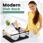 TAVADA Egoutoire Vaisselle Cuisine,Égouttoir à Vaisselle avec Panier à Couverts et Plateau d'égouttement Amovible,43 x 30 x 14cm