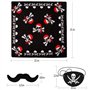 24 Pcs Accessoires Pirate Set Patch De Oeil De Enfants Bandana Pirate Foulard Auto-Adhésif Barbe Fausse Moustache pour Le Carnav