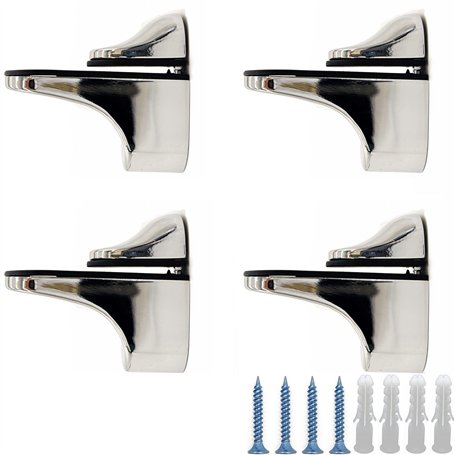 Supports de Fixation RéGlables Pince De Support De Verre Clamp - 4 Pcs Alliage de Zinc Miroir Salle Bain Fixations Clip pour éta