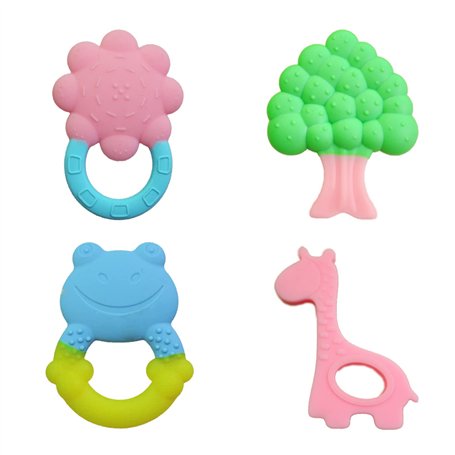 Lot de 4 jouets de dentition en silicone pour bébé