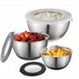FAB4HOME Lot de 3 Bol Inox avec Couvercle Saladiers avec Couvercles Hermétiques et Fond Antidérapant en Silicone Bols à Mélanger