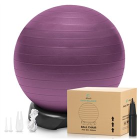 ENOVI EasyBalance Ballon de gymnastique Pezziball, avec socle et pompe, 65 cm, violet améthyste ENOVI EasyBalance Ballon de gymnastique Pezziball