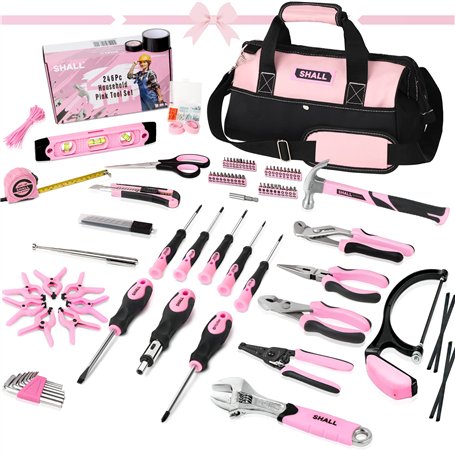 SHALL Ensemble d'outils roses de 246 pièces pour femme